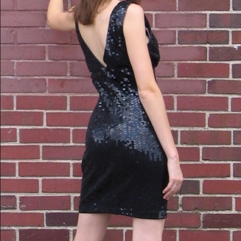 Vintage Black Sequined Cocktail Dress - Picture 6 of 8